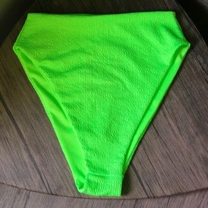 Neon crinkle high waisted bikini bottom